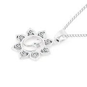 White Topaz Gemstone Solid 925 Sterling Silver OM Pendant