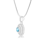 Blue Topaz Gemstone Solid 925 Sterling Silver Pendant