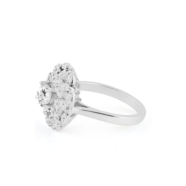 White Topaz Gemstone Solid 925 Sterling Silver Ring