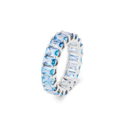 Blue Topaz Gemstone Solid 14k White Gold Ring