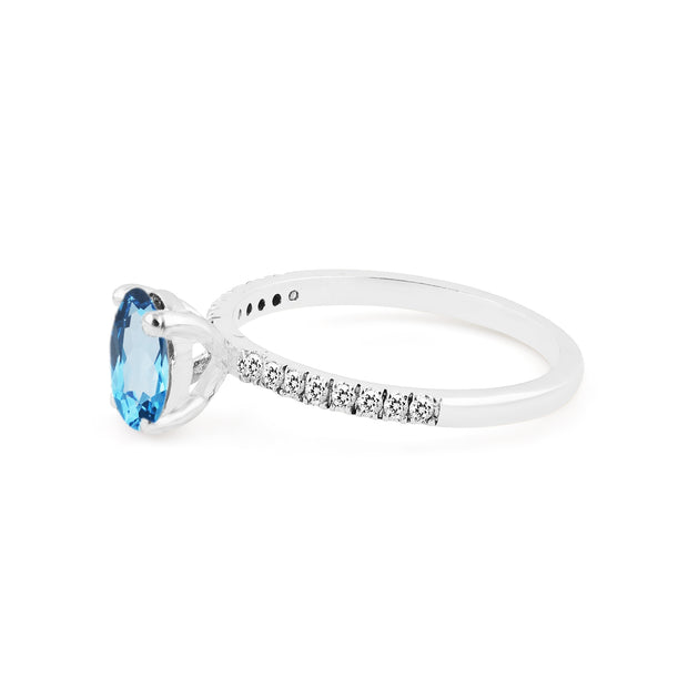Blue Topaz Gemstone Solid 925 Sterling Silver Ring