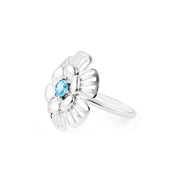 Blue Topaz Gemstone Solid 14k White Gold Ring