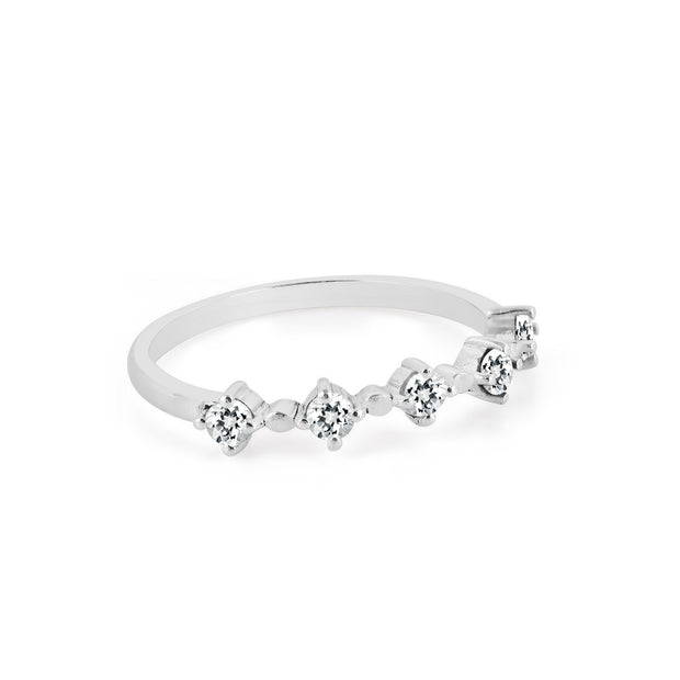 White Topaz Gemstone Solid 14k White Gold Ring