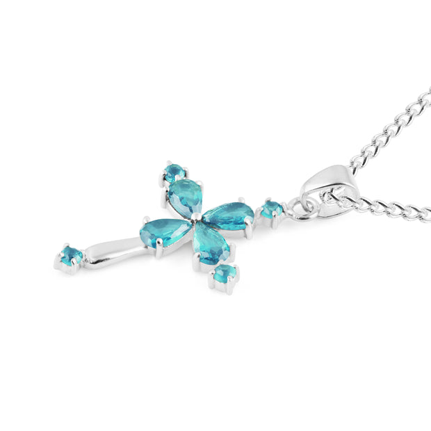 Blue Topaz Gemstone Solid 925 Sterling Silver Pendant