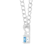 Blue Topaz Gemstone & Diamond Solid 925 Sterling Silver Pendant