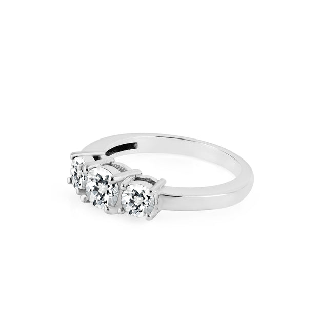 White Topaz Gemstone Solid 14k White Gold Ring