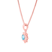 Blue Topaz Gemstone Solid 14k Rose Gold Pendant