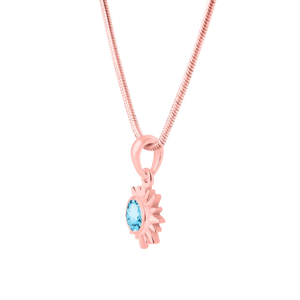 Blue Topaz Gemstone Solid 14k Rose Gold Pendant