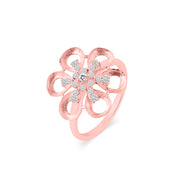 White Topaz Gemstone & Diamond Solid 14k Rose Gold Ring