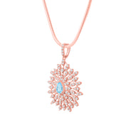 Blue Topaz Gemstone Solid 14k Rose Gold Pendant