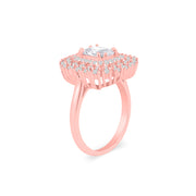 White Topaz Gemstone & Diamond Solid 14k Rose Gold Ring