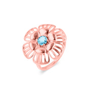 Blue Topaz Gemstone Solid 14k Rose Gold Ring