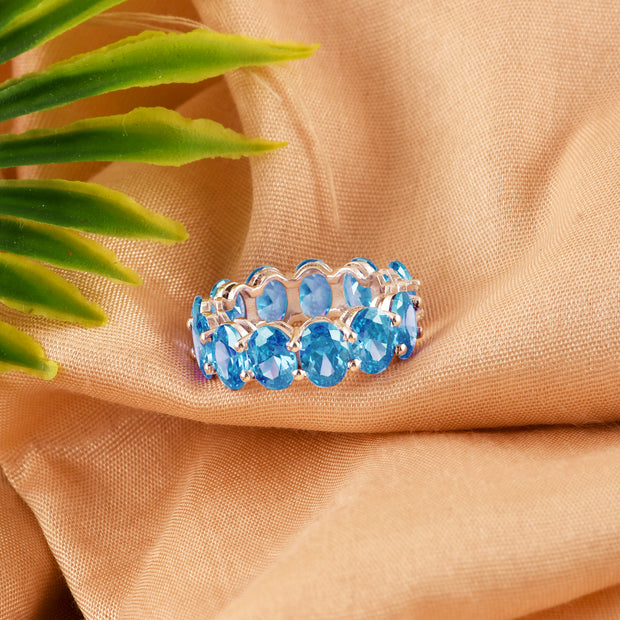 Blue Topaz Gemstone Solid 925 Sterling Silver Ring