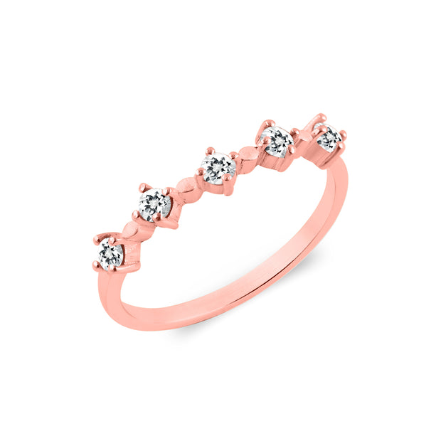 White Topaz Gemstone Solid 14k Rose Gold Ring