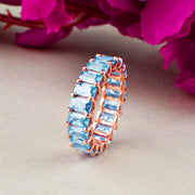 Blue Topaz Gemstone Solid 14k Rose Gold Ring