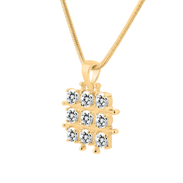 White Topaz Gemstone Solid 14k Yellow Gold Pendant