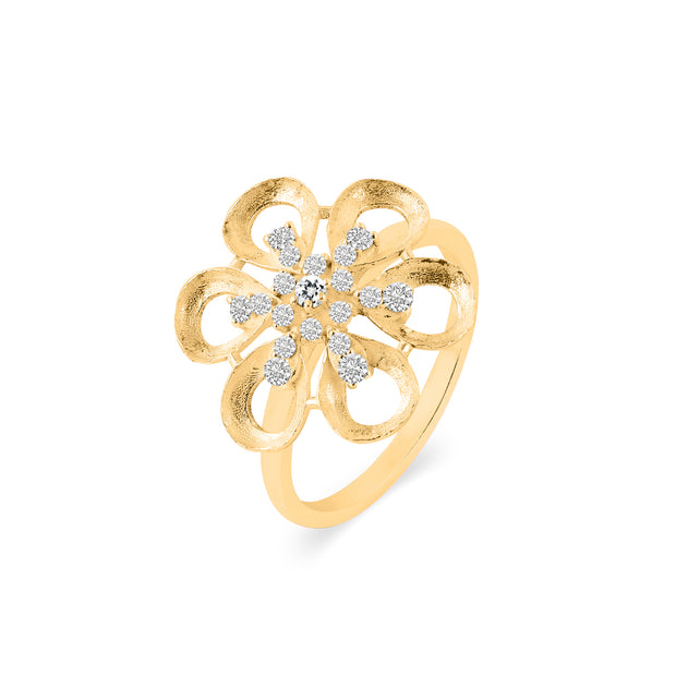 White Topaz Gemstone & Diamond Solid 14k Yellow Gold Ring
