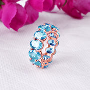 Blue Topaz Gemstone Solid 14k Rose Gold Ring