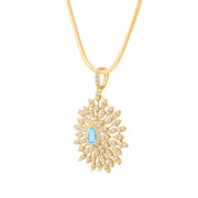 Blue Topaz Gemstone Solid 14k Yellow Gold Pendant