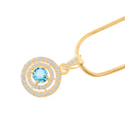 Blue Topaz Gemstone Solid 14k Yellow Gold Pendant