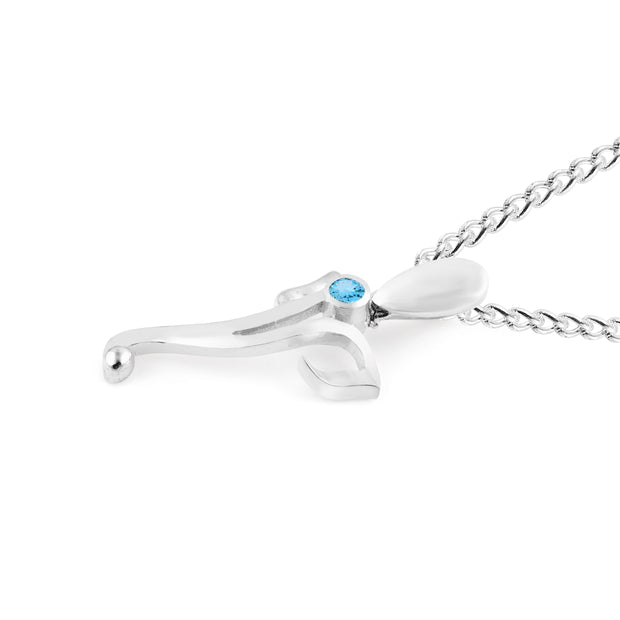 Blue Topaz Gemstone Solid 925 Sterling Silver Pendant
