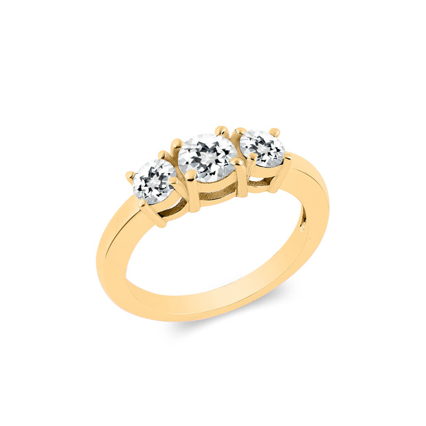 White Topaz Gemstone Solid 14k Yellow Gold Ring