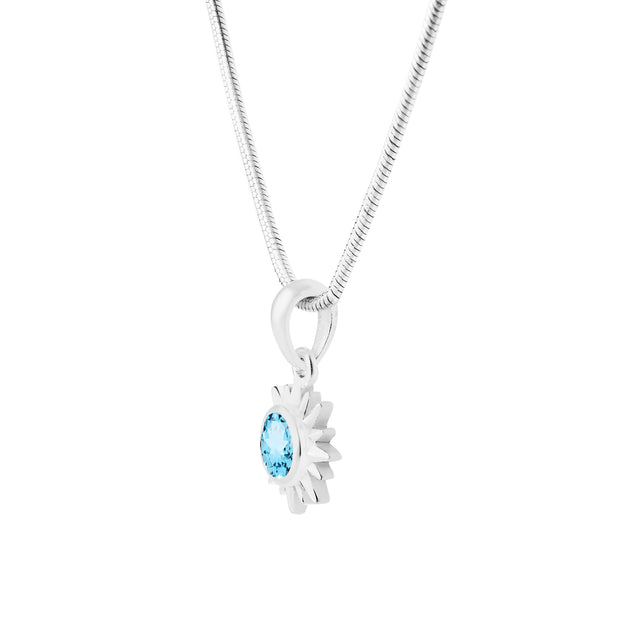 Blue Topaz Gemstone Solid 925 Sterling Silver Pendant