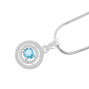 Blue Topaz Gemstone Solid 925 Sterling Silver Pendant