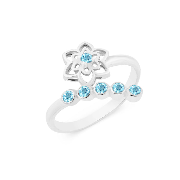 Blue Topaz Gemstone Solid 925 Sterling Silver Ring