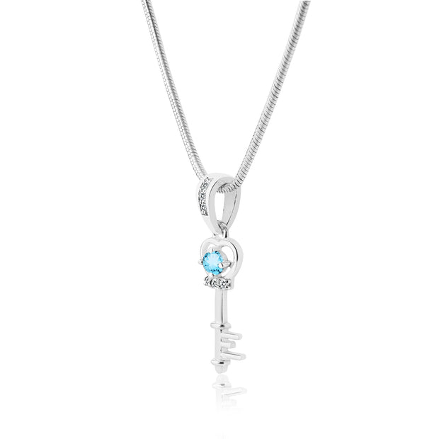 Blue Topaz Gemstone & Diamond Solid 925 Sterling Silver Pendant