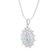 Blue Topaz Gemstone Solid 925 Sterling Silver Pendant