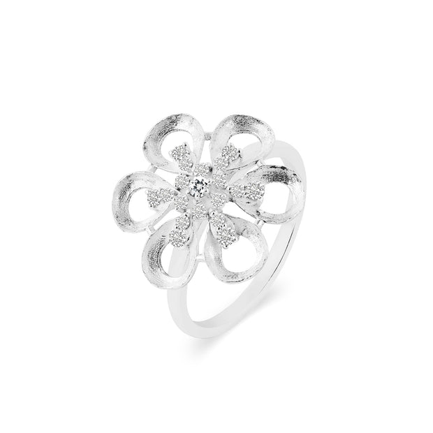 White Topaz Gemstone & Diamond Solid 14k White Gold Ring