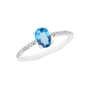 Blue Topaz Gemstone Solid 925 Sterling Silver Ring