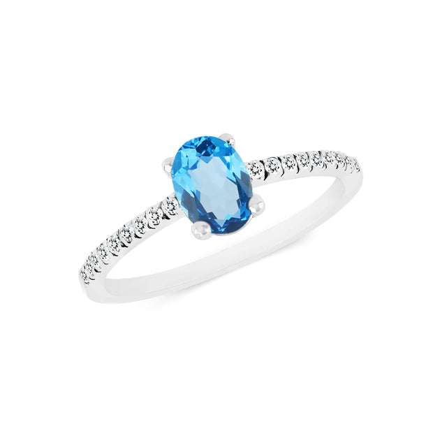 Blue Topaz Gemstone Solid 925 Sterling Silver Ring