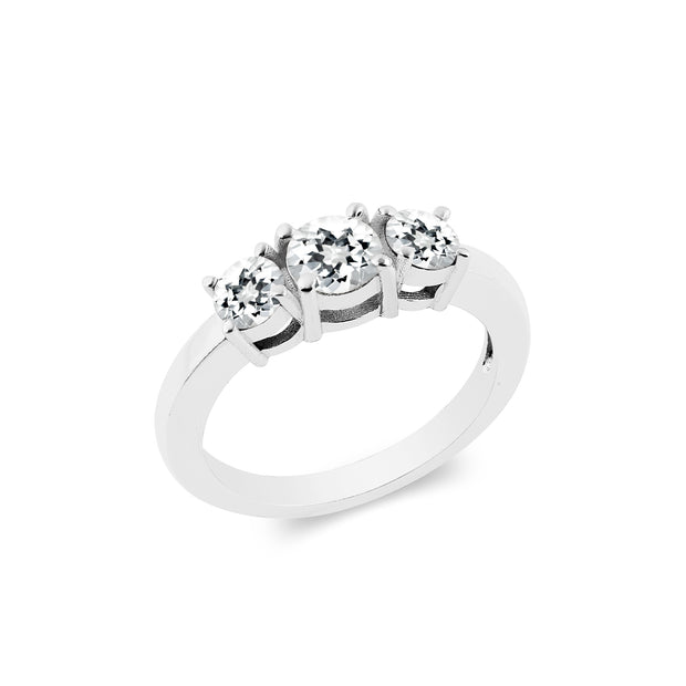 White Topaz Gemstone Solid 14k White Gold Ring