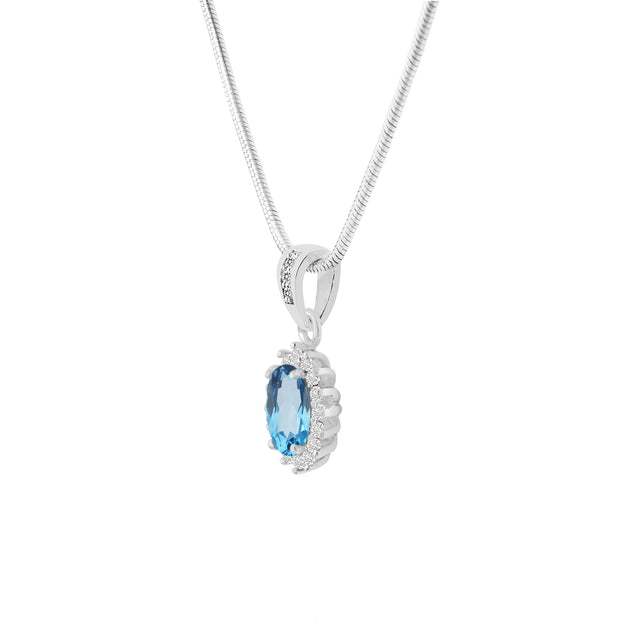 Blue Topaz Gemstone Solid 925 Sterling Silver Pendant