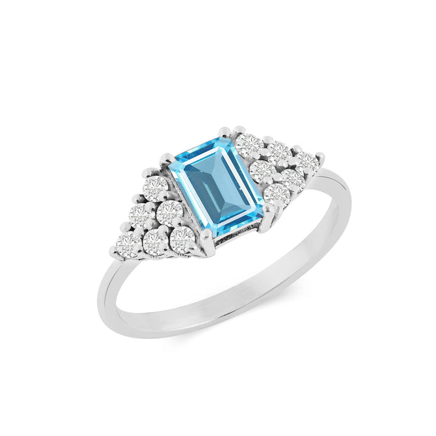Blue Topaz Gemstone Solid 925 Sterling Silver Ring