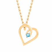 Blue Topaz Gemstone Solid 14k Yellow Gold Heart Pendant