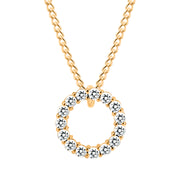 White Topaz Gemstone Solid 14k Yellow Gold Round Ring Pendant