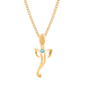 Blue Topaz Gemstone Solid 14k Yellow Gold Lord Ganesha Pendant