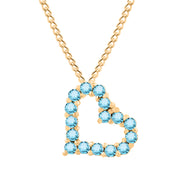 Blue Topaz Gemstone Solid 14k Yellow Gold Heart Pendant